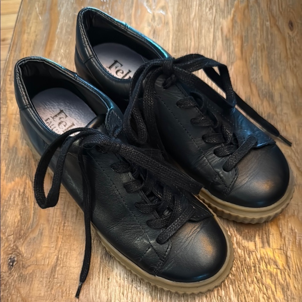 Felmini Falling in Love Black Leather Statement Sneakers emo grunge goth italian